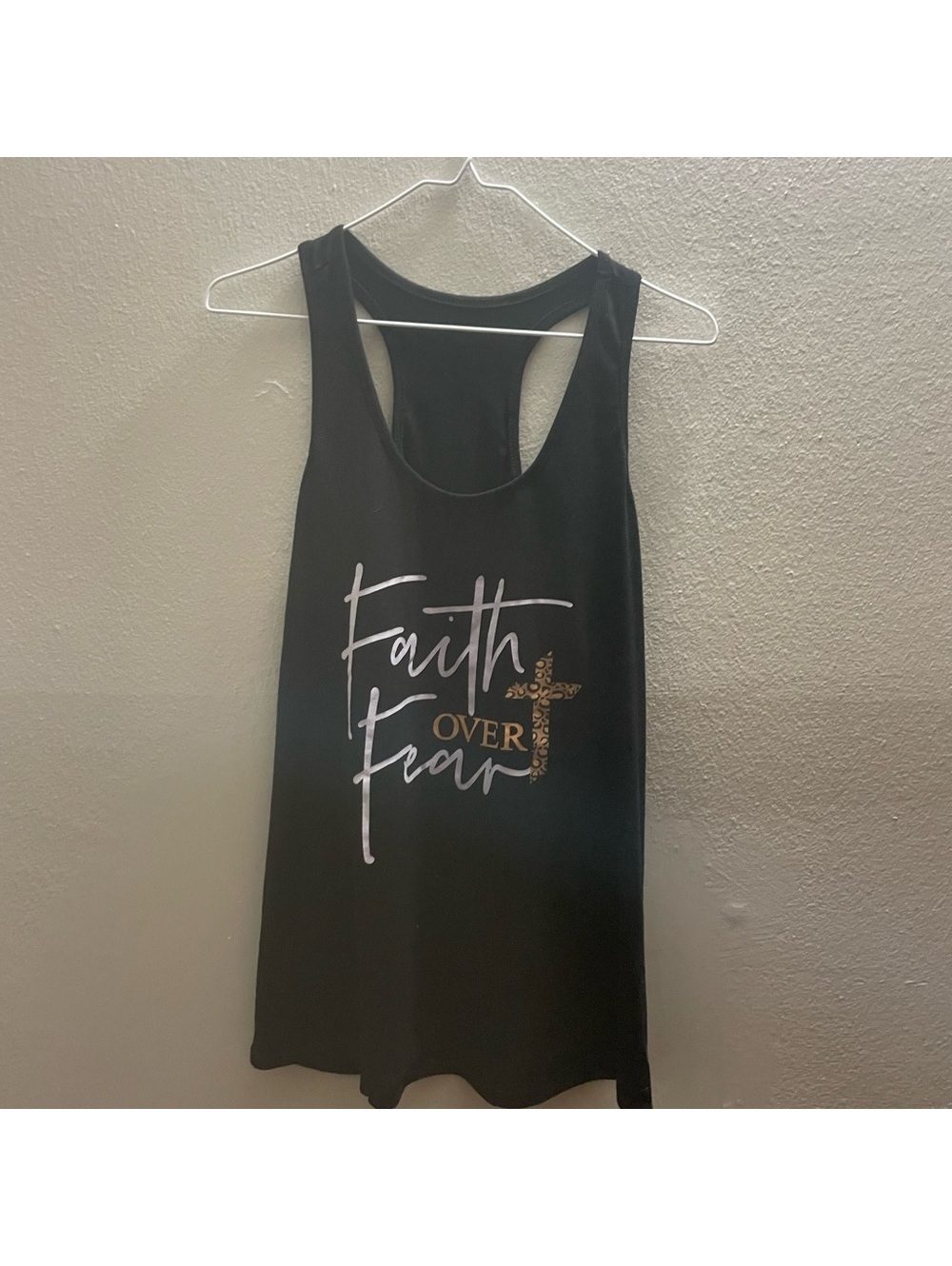 Womens Unbranded Small Faith Over Fear Black Tank Top Tote7